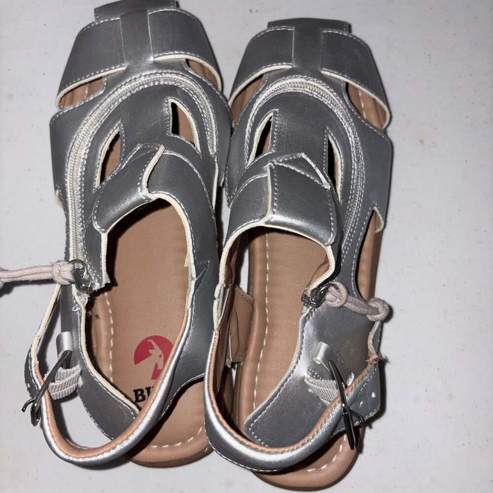 Billy Footwear Silver Metallic Gladiator Cutout Sandals with Zipper